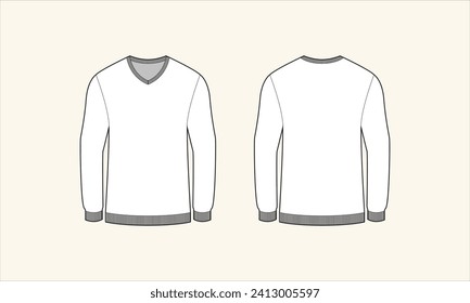 Solid Color V-Neck Men's Sweater Sketch for Tach Pack