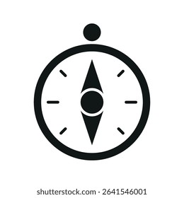 Solid compass icon in glyph style, perfect for bold travel, GPS, and navigation visuals.