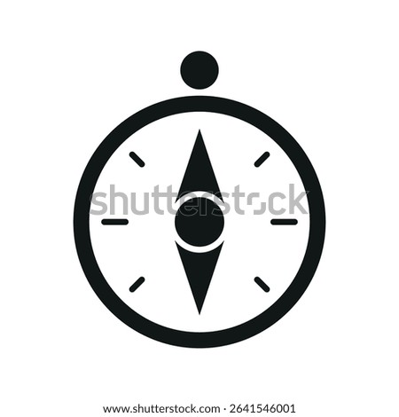 Solid compass icon in glyph style, perfect for bold travel, GPS, and navigation visuals.