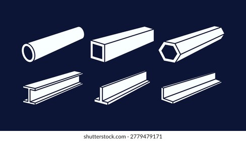 Solid Construction Metal Illustration Bundle Industrial Material Filled Vector Icon Set Clean Graphic Collection