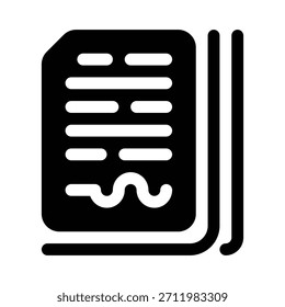 Solid contract icon for agreement, legal document, and business deal.