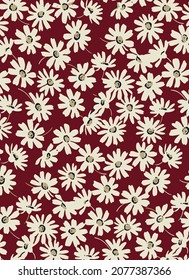 a solid cream flowers illustration with red background design vector digital image for textile print factory