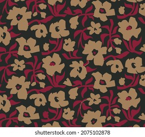 solid cream and red color flowers illustration vector digital image for textile print and gift packaging paper