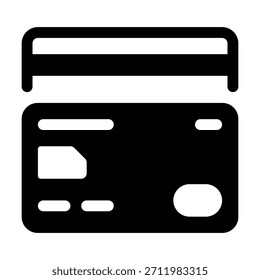 Ícone de cartão de crédito sólido para pagamento, banco, finanças e compra.
