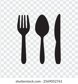 Solid Cutlery Icon - Knife, Fork, and Spoon Design