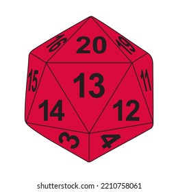 A Solid D20 Dice shape. Tattoo in traditional style of a d20 dice. svg