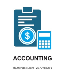 Solid dark blue Color icons accounting. Finances. Contains such icons as credit, deposit, report, audit and more. Editable Vector