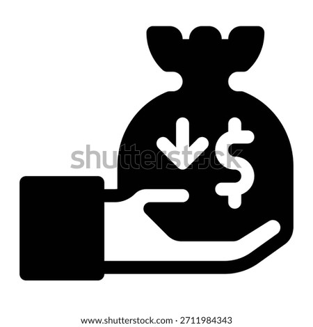 Solid debt icon for finance loan, liability, payment burden, and deficit.