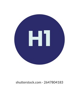 A solid, deep indigo blue circle dominates the frame, centered both horizontally and vertically. Within this circle, the characters H1 are prominently displayed in a clean, sans-serif typeface.
