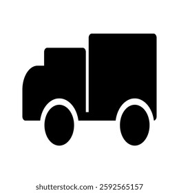 Solid delivery car icon with a simple and modern design. Ideal for logistics, shipping, transportation, and courier services.