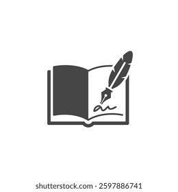 A Solid Depiction of a Book With a Quill, Representing Ebook Writing and Long-Form Content Creation