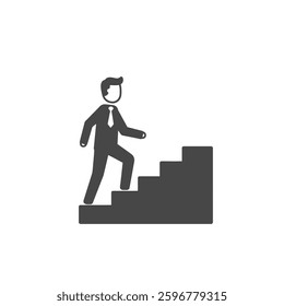 A Solid Depiction of a Businessperson Climbing Stairs, Representing Career Growth and Professional Achievement