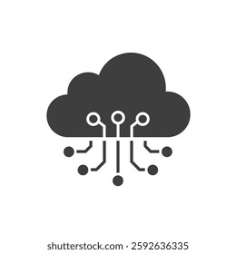 A Solid Depiction of a Cloud With Connected Nodes, Representing Ai-Powered Cloud Computing