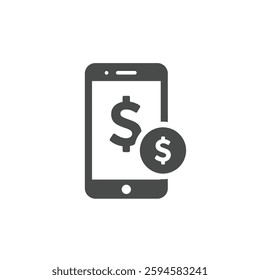 A Solid Depiction of a Mobile Phone With a Dollar Sign, Representing Digital Transactions and Mobile Business