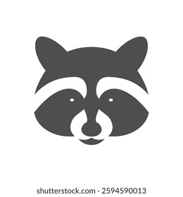 A Solid Depiction of a Raccoon Face, Representing Curiosity and Resourcefulness