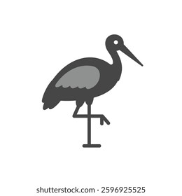 A Solid Depiction of a Stork, Representing New Beginnings and Migration