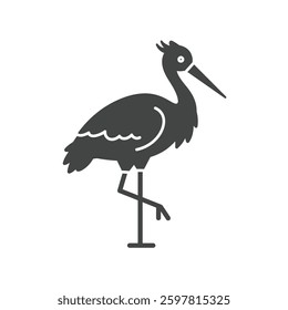 A Solid Depiction of a Stork, Representing New Beginnings and Migration