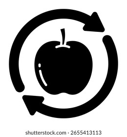 Un icono de diseño sólido de manzana