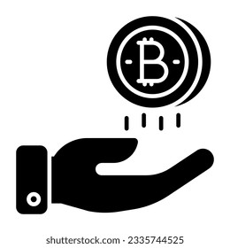 A solid design icon of bitcoin care 