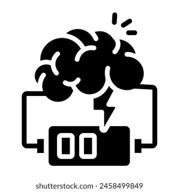 A solid design icon of brain power 

