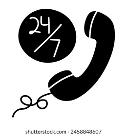 A solid design icon of call anytime

