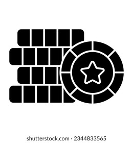 A solid design icon of casino tokens