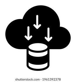        A solid design, icon of cloud database download