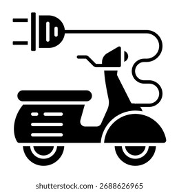 A solid design icon of electric scooty 