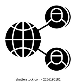 A solid design icon of global profiles