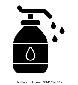 Un icono de diseño sólido de un limpiador de manos