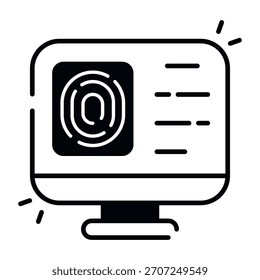 Icono de diseño sólido de huella digital en línea 