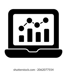 A solid design icon of online statistics