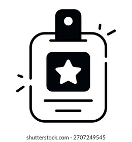 Icono de diseño sólido de la tarjeta de identificación de la policía