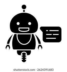 A solid design icon of robot