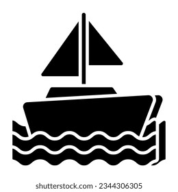 A solid design icon of rowing boat 