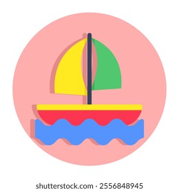 A solid design icon of sailboat