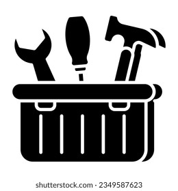 A solid design icon of toolkit
