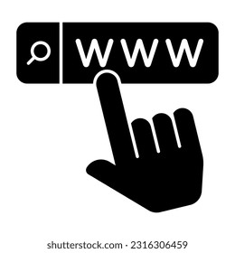 solid design icon of web browser, www vector 