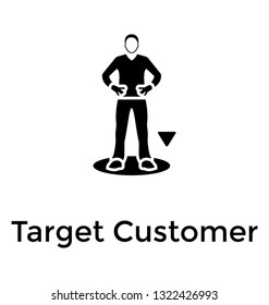 Solid detailed icon of a focus person, target customer 