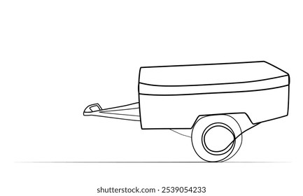 solid drawing of a trailer with one line. Vector illustration