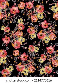 a solid dual-color flowers with black background illustration vector all over abstract textiles design digital image