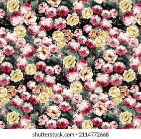 a solid dual-color roses flowers with abstract background illustration vector all over textile design digital image