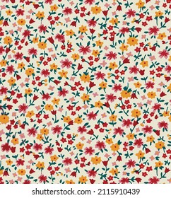 solid dual-color small flowers with cream background illustration vector all over abstract textile design digital image