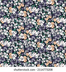 un sólido doble color flores pequeñas con hojas verdes ilustración vectorial por todo el diseño textil imagen digital para ropa y motivos de papel regalo