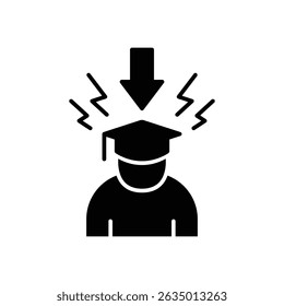 Solid Education Icon with Glyph Symbol Representing Academic Pressure School Stress and Mental Health Struggles in Students