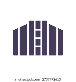 Solid European Parliament icon, EU government institution symbol, democratic assembly building silhouette for European elections and union politics