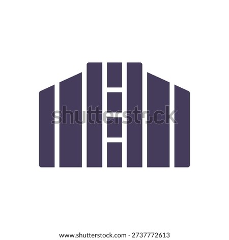 Solid European Parliament icon, EU government institution symbol, democratic assembly building silhouette for European elections and union politics