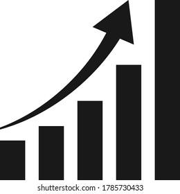 Solid fill exponential growth chart icon with transparent background. EPS 10