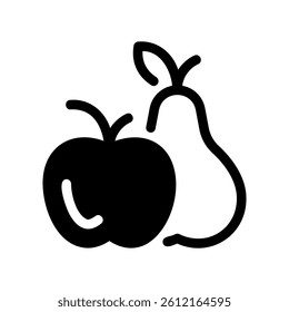 Solid fill graphic of two common fruits together, symbolizing healthy food choices or harvest