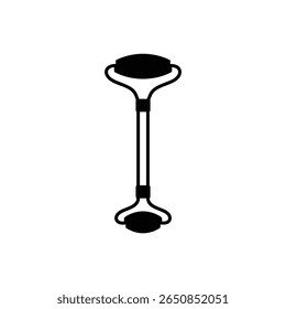Solid fill illustration of a facial roller, ideal for modern beauty and skincare graphics.